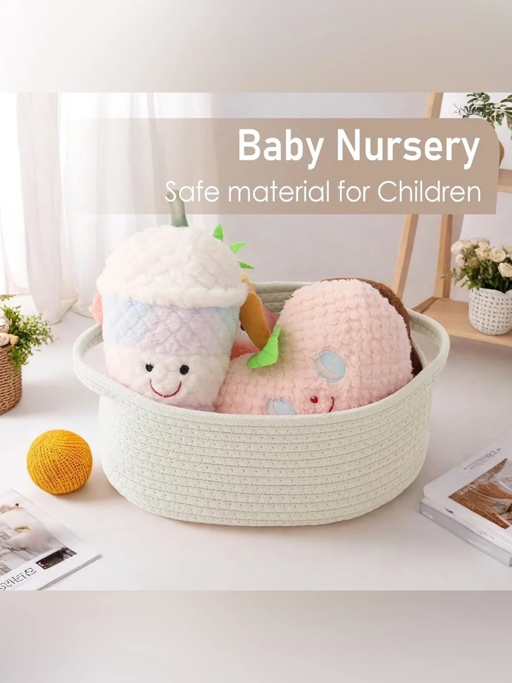 Neutral Woven Cotton Rope Storage Basket - Cream